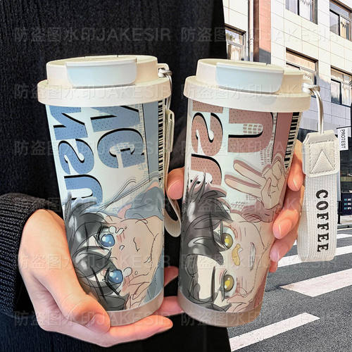 188男团李玉简隋英可爱保温杯不锈钢学生吸管双饮大容量咖啡水杯