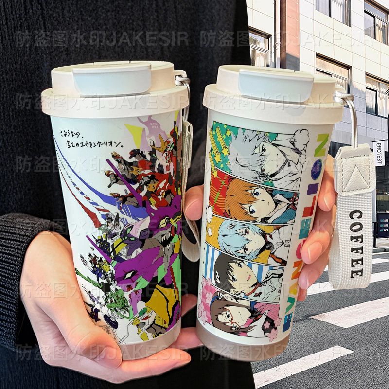 EVA新世纪福音战士保温杯不锈钢学生颜值吸管双饮大容量咖啡水杯
