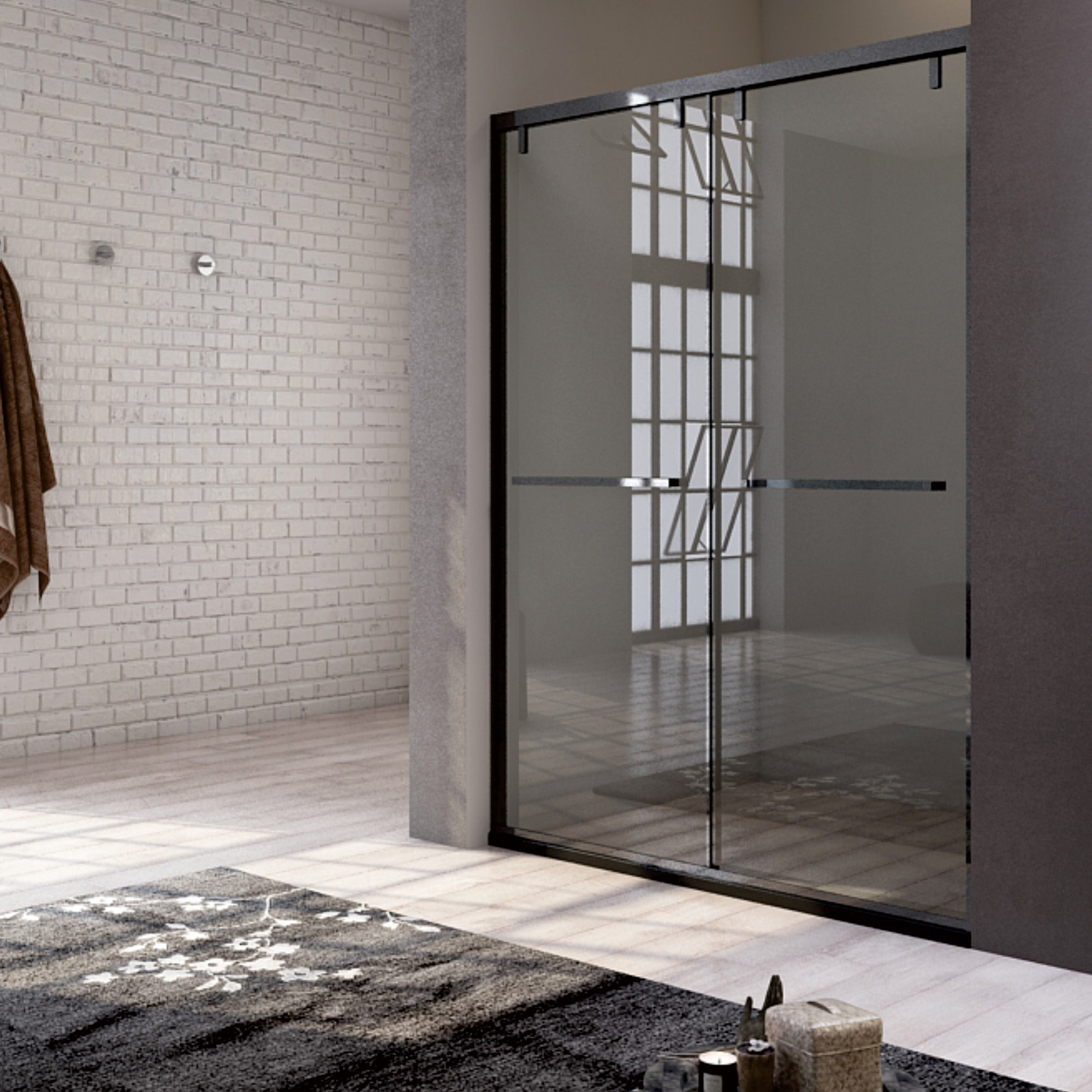 frae超高隔门移门推拉隔断淋浴房高端沐浴房直线一字型xl