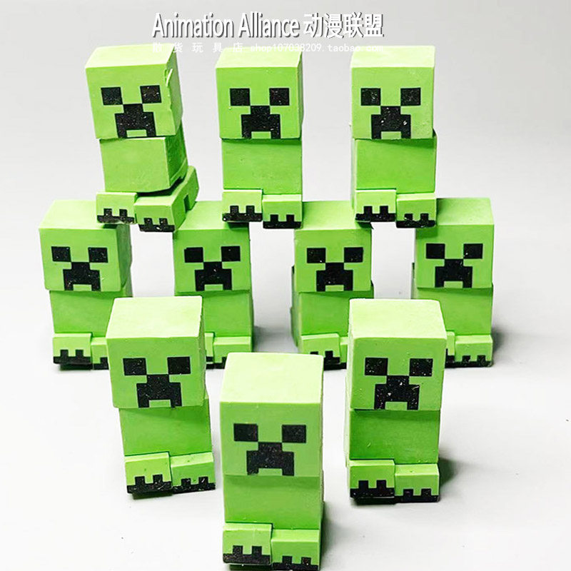 正版散货minecraft万代苦力怕我的世界可动公仔模型手办公仔玩具