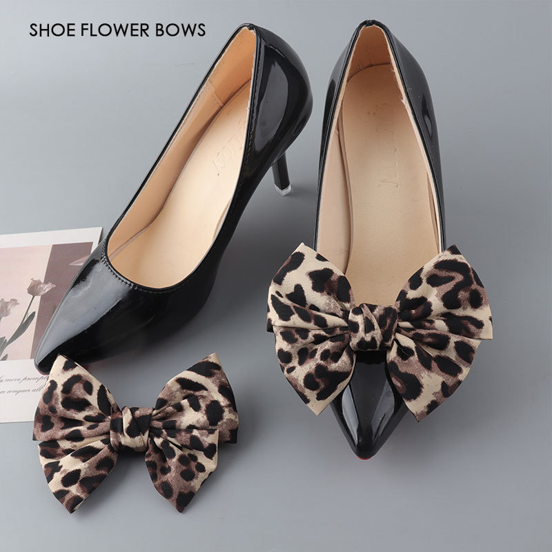 豹纹鞋夹蝴蝶结高跟鞋女配饰