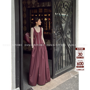 HanLu 波尔多红连衣裙 studio买手线·原创小众解构明线无袖