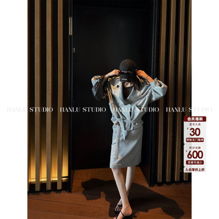 HANLU STUDIO品牌ss26原创肌理棉感中性灰高腰显瘦直筒气质五分裙