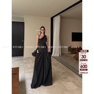 松弛侘寂风大口袋设计休闲暗黑长裤 HANLU STUDIO品牌26ss天丝伞裤