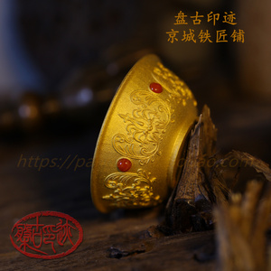 纯金足金黄金缠枝莲供碗摆件金碗供水碗