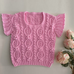 娟娟儿编织屋2016新款棒针手工编织粉黛背心毛衣材料包送教程包邮