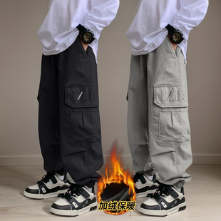 痞帅男童加绒工装裤冬季2025新儿童休闲裤秋冬款中大童一体绒裤子