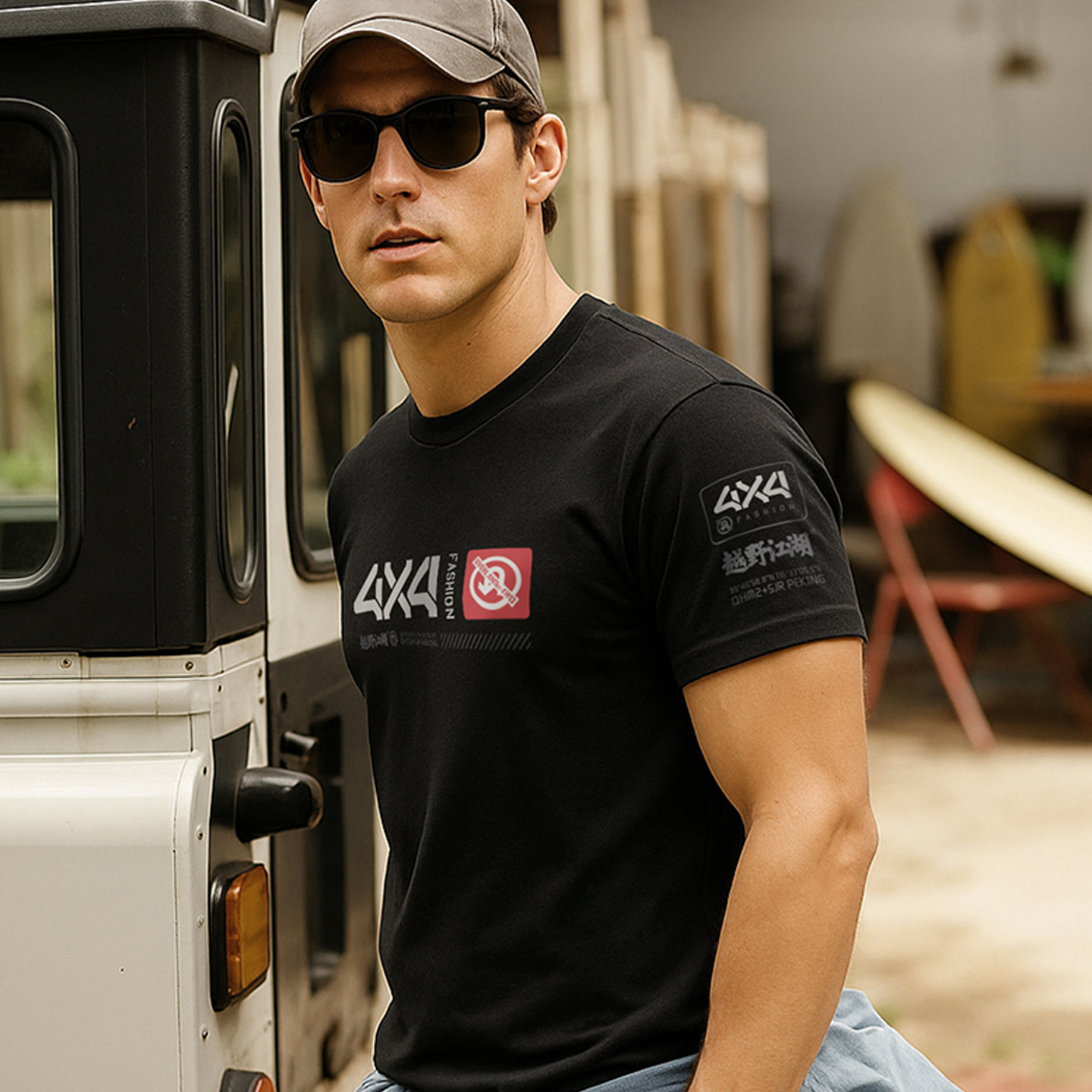 Overland越野江湖短袖T恤男修身弹性印花透气运动上衣美式潮流风