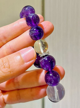 天然紫水晶手链女款单圈手串送闺蜜礼物