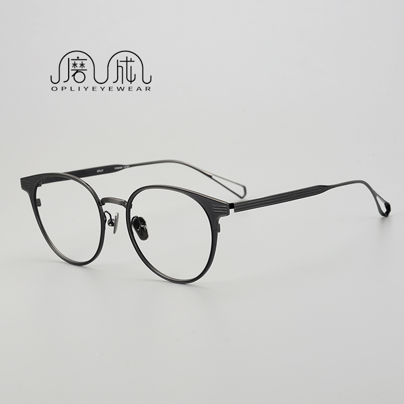 纯钛超轻圆框复古商务近视眼镜框