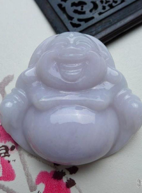 A货翡翠挂饰紫罗兰精雕玉佛吊坠