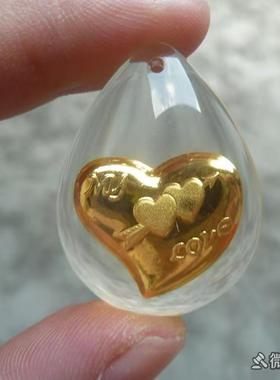 水滴形透明永结同心挂绳吊坠