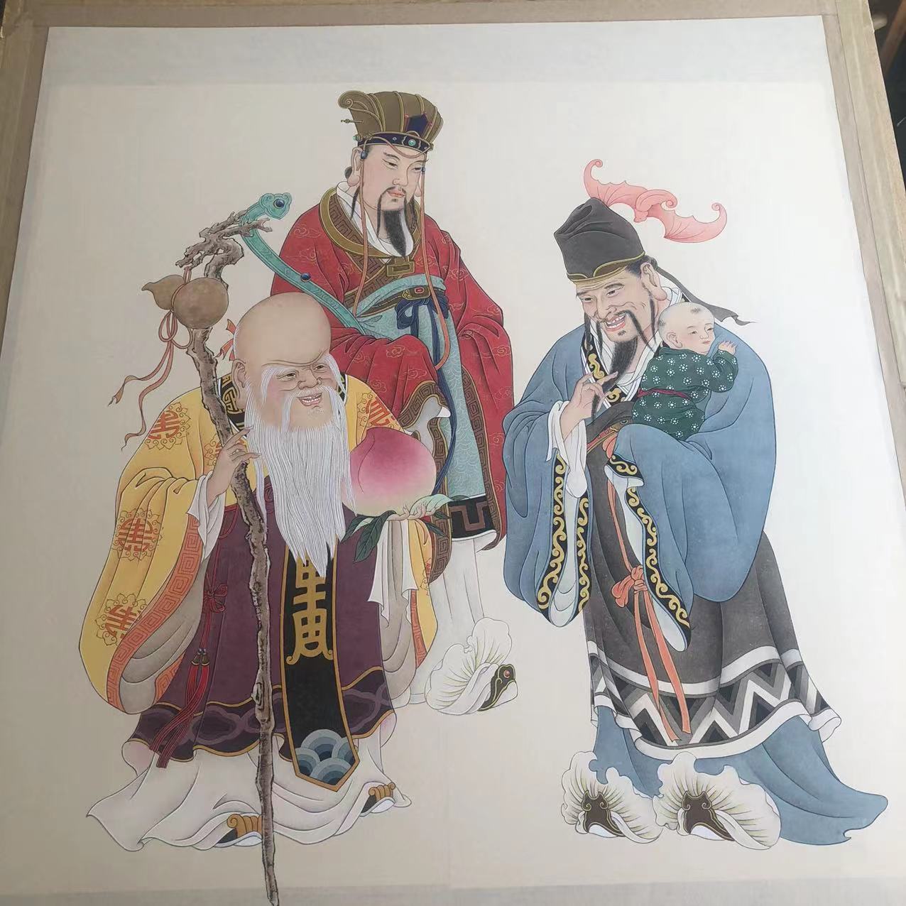 纯手绘工笔山水卡纸国画客厅卧室厨房装饰可定制精品成品包邮字画图片