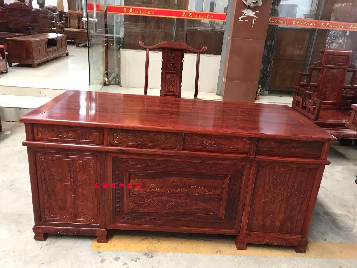 红木家具非洲小叶红檀豪华办公桌办公台写字台豪大班台书柜组合
