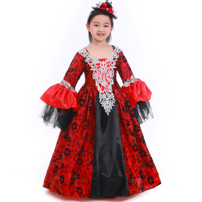 万圣节儿童服装中世纪复古宫廷礼服裙吸血鬼服装女童化妆舞会