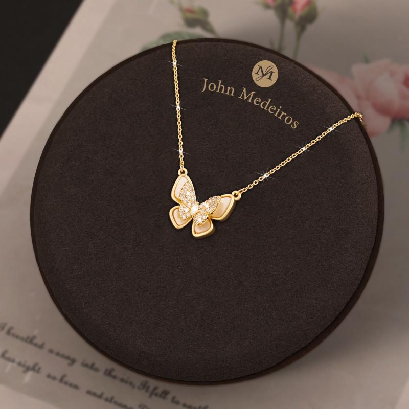 意大利john medeiros双翼飞蝶蝴蝶项链金色高级感轻奢领针锁骨链