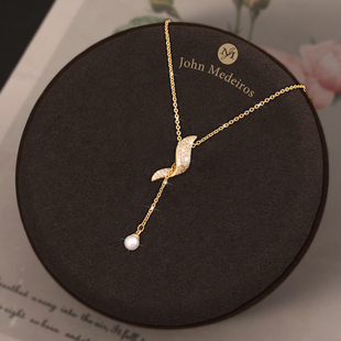 意大利john 领针锁骨链 medeiros几何流苏珍珠项链高级感轻奢女款