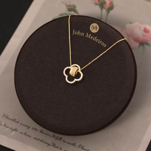 轻奢满钻意大利镂空双层领针项链