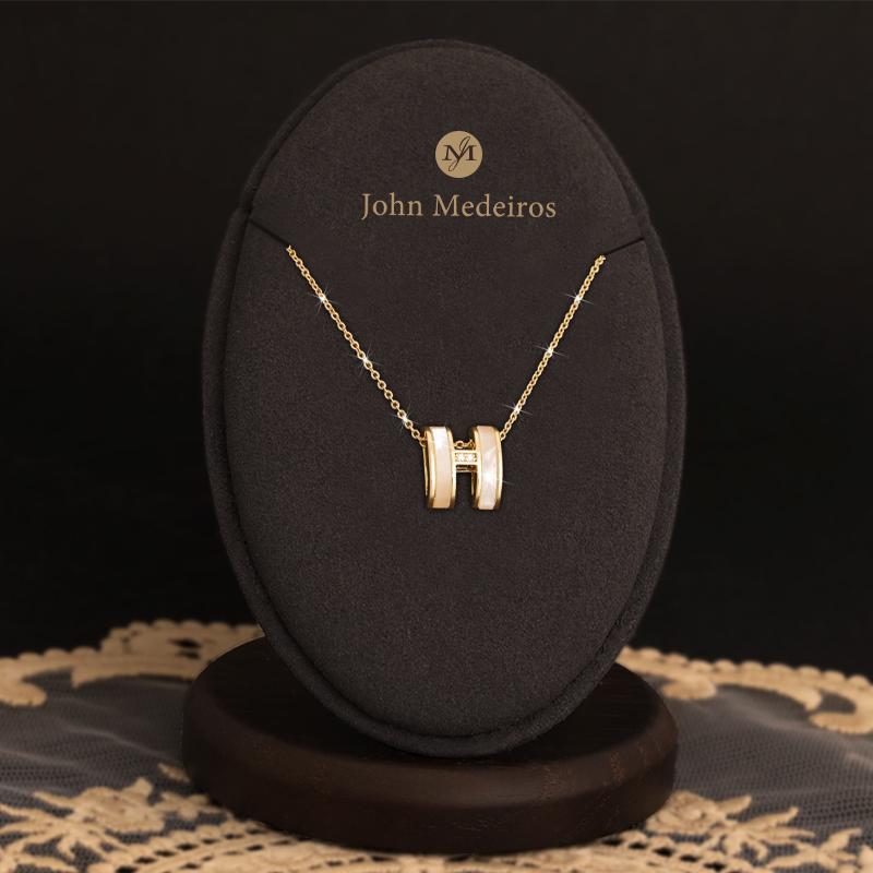 意大利john medeiros贝母字母H项链高级感轻奢女锁骨链领针高档