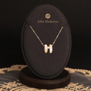 意大利john medeiros贝母字母H项链高级感轻奢女锁骨链领针高档