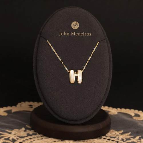 意大利john medeiros贝母字母H项链高级感轻奢女锁骨链领针高档