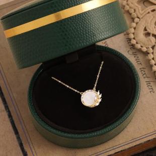 意大利john medeiros贝母橄榄枝项链金色高级感轻奢女领针锁骨链