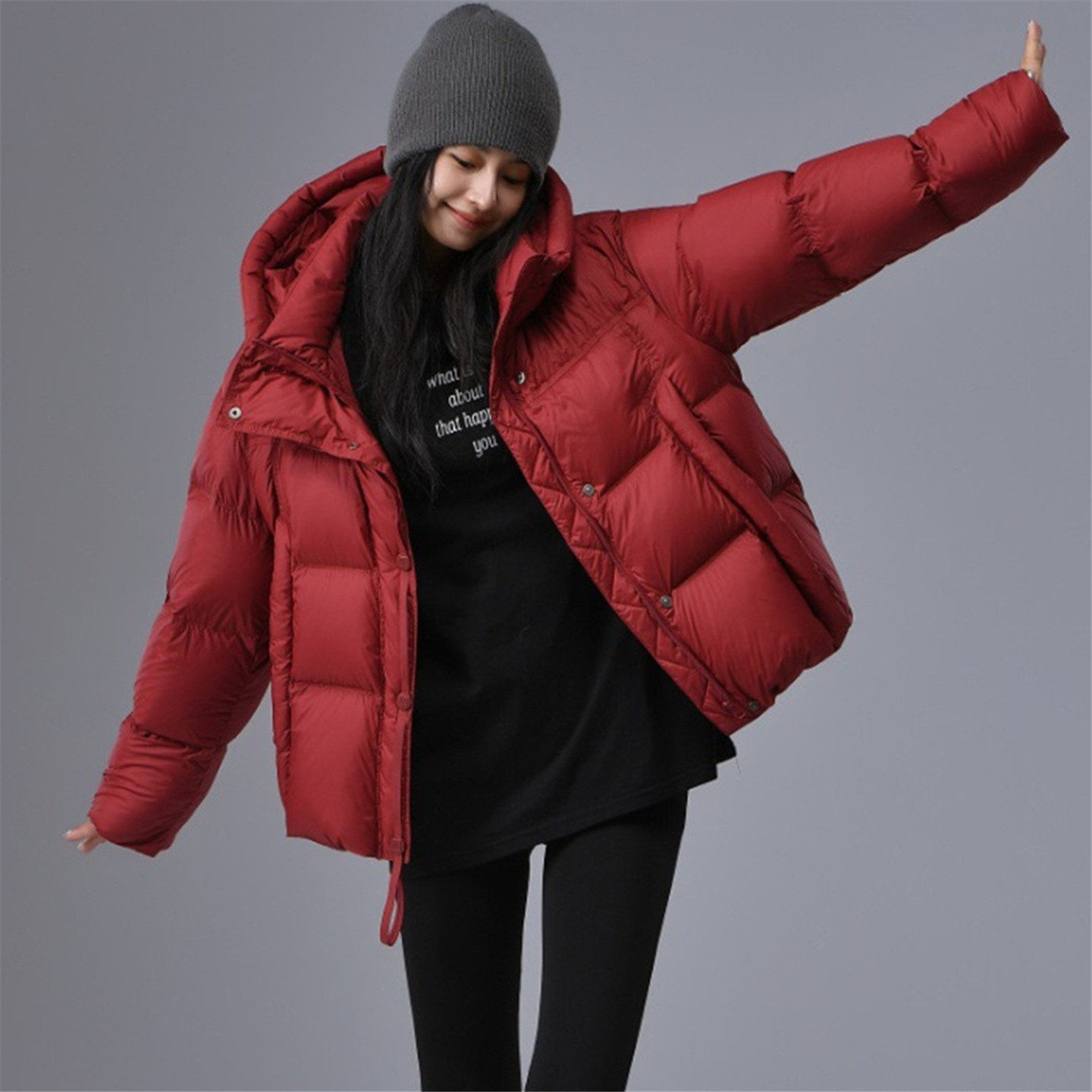 新国标冬季连帽90白鸭绒羽绒服女