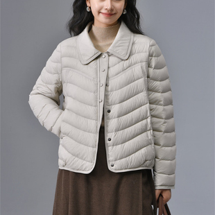 韩版翻领羽绒服女2025冬季新款宽松显瘦白鸭绒轻薄保暖外套上衣潮