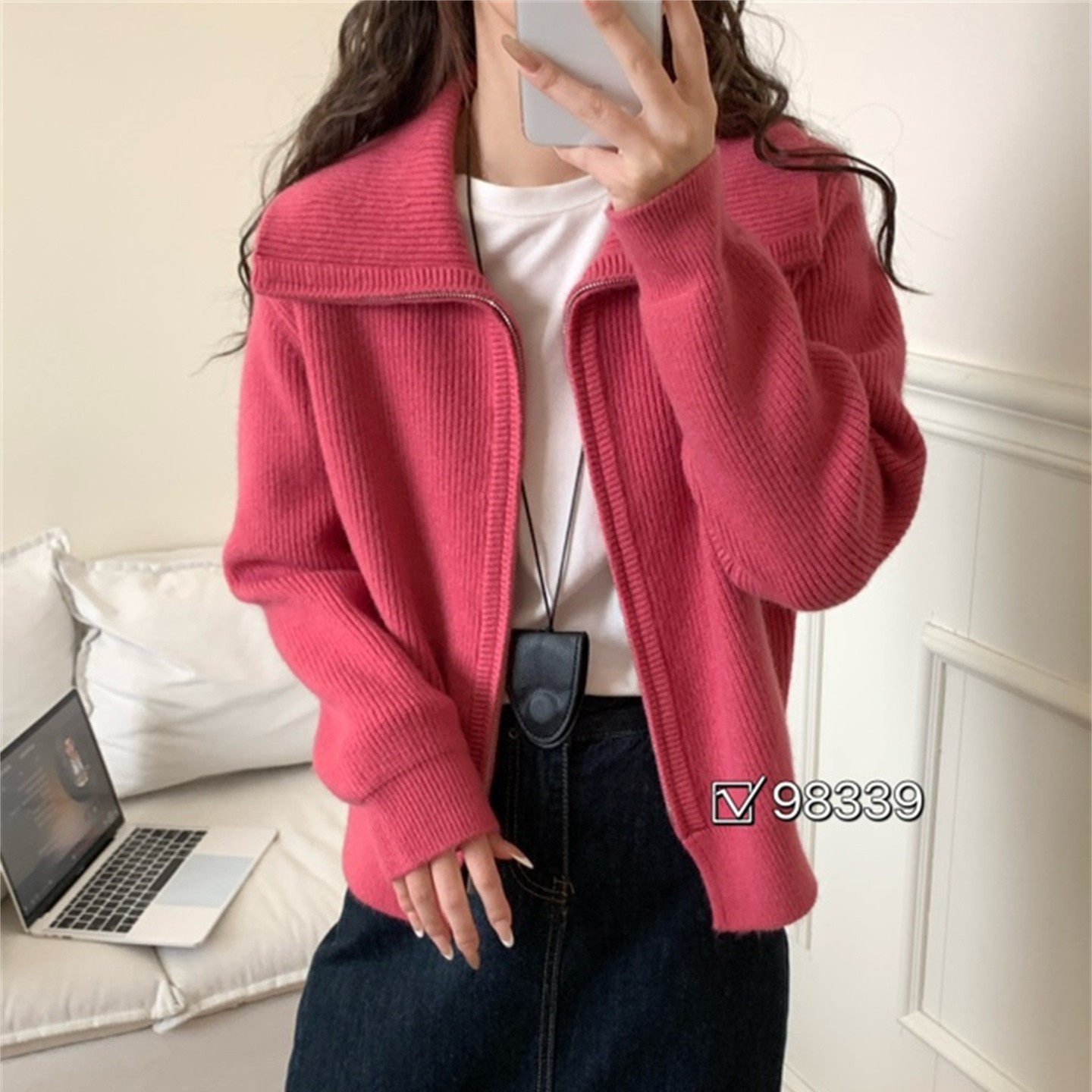 翻领宽松毛衣开衫女2025冬季新款