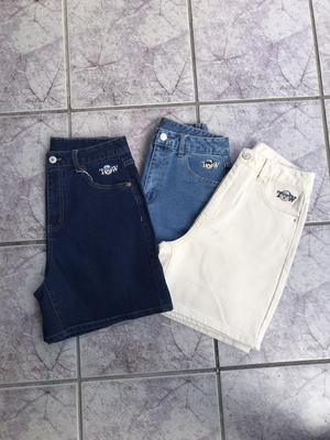 推荐自留基本款款无标高腰弹力大棉女牛仔短裤 4分裤3色宽松A字型