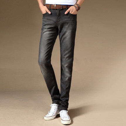 推荐款 原单男式休闲黑灰色牛仔裤 弹力大中高腰修身直筒款