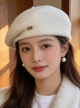 羊毛呢贝雷帽秋冬季帽子女款2026新款百搭显脸小蓓蕾帽气质画家帽