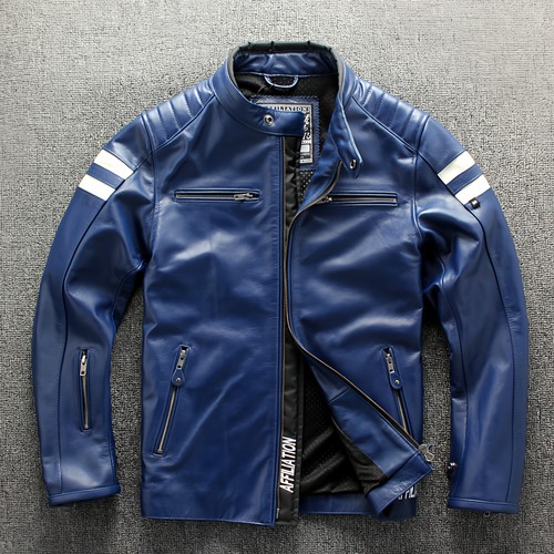 林志颖同款真皮皮衣机车服