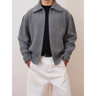 100%羊毛男士加厚拉链针织开衫