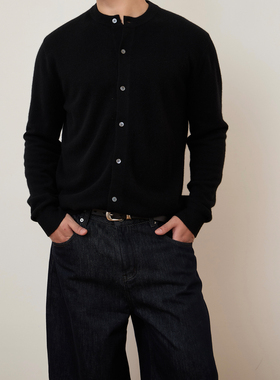 COLOUR U SOUL 【澳洲美丽诺】亲肤100%羊毛针织衫男基础开衫毛衣