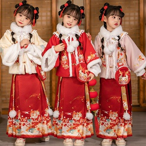 女童秋冬新款拜年服小女孩龙宝宝新年装儿童古装过年冬季新款汉服