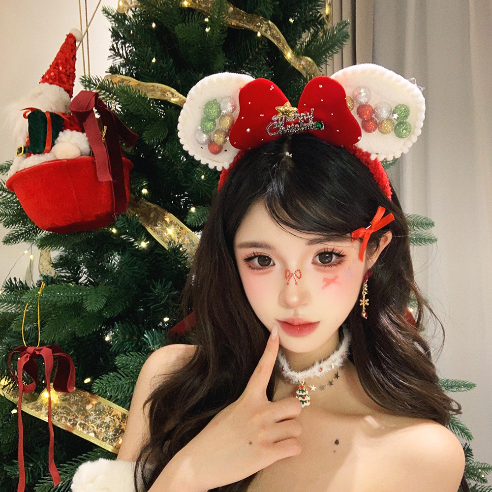 圣诞节发箍可爱圣诞小熊兔耳朵