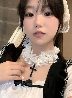 性感纯欲风项链十字架蕾丝颈环女
