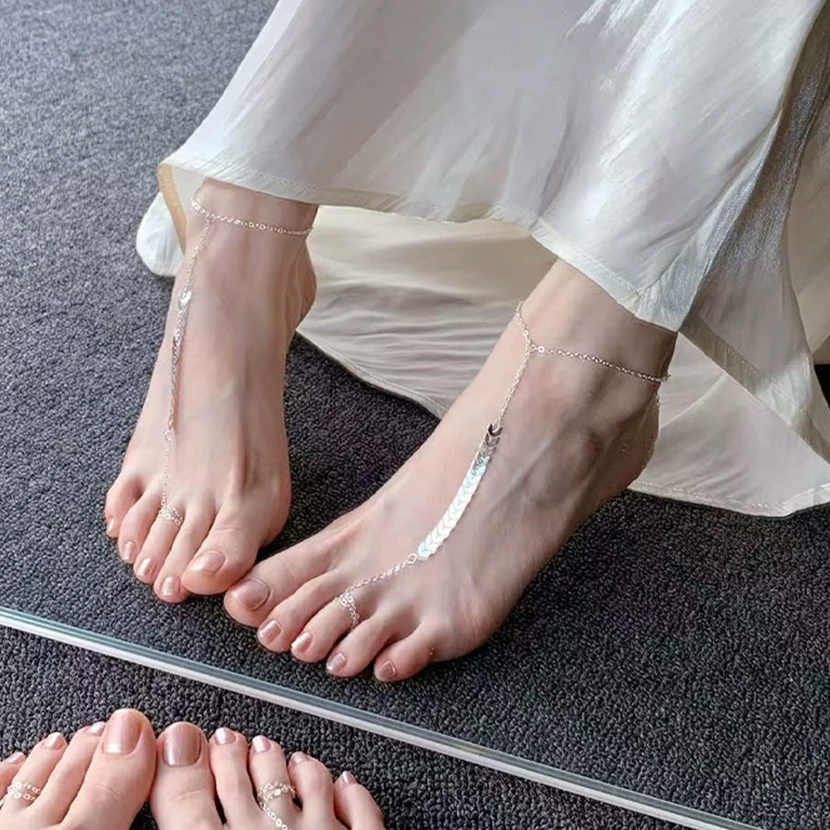 沙滩风性感简约流苏脚链女辣妹禁欲系高级气质百搭脚饰设计感足链