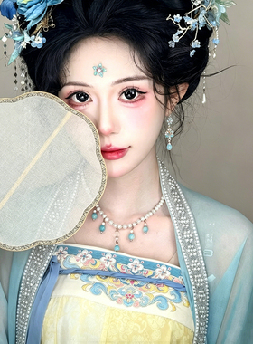 古风仿珍珠串珠流苏项链女