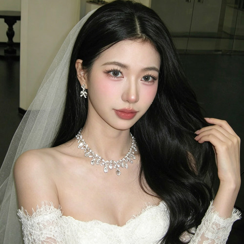 法式复古新娘婚纱项链耳环套装