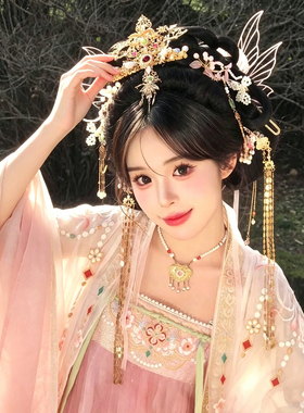 古风汉服仿珍珠串珠如意锁项链