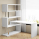 转角书桌书架一体办公桌学生家用学习桌奶油风洞洞板台式 电脑桌子