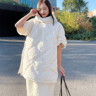 高级感炸街羽绒服女冬季新款套头连帽可拆袖欧货洋气白鸭绒外套潮