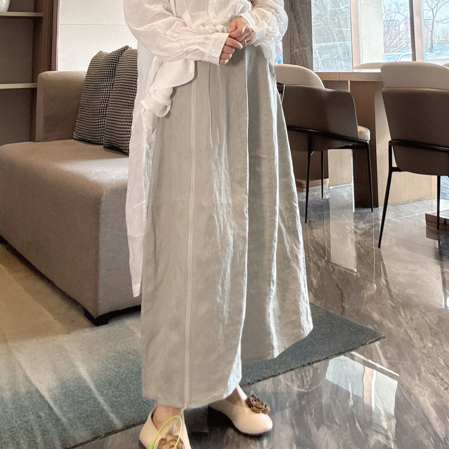 亚麻半身裙2026新款今年流行梨型身材伯克利裙宽松慵懒风长裙女夏
