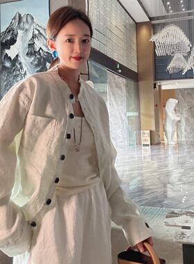 亚麻外套女款春夏季新款薄款高级感老钱风松弛独特漂亮小外搭开衫