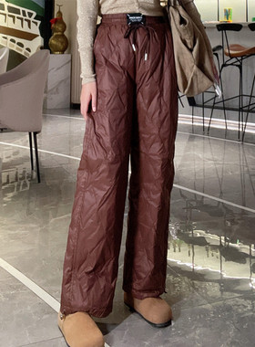羽绒裤女冬季外穿宽松直筒网红洋气可抽腿鸭绒裤子女新款2023爆款