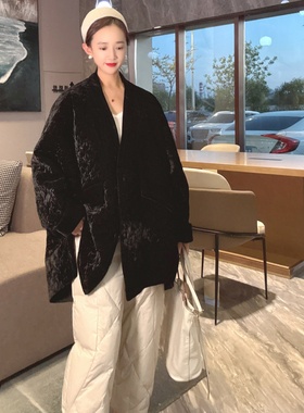 金丝绒棉服女款2025新款宽松中长冬季洋气高级感棉衣外套女不臃肿