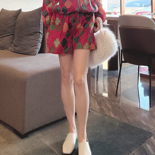 短裤女夏季新款薄款阔腿洋气时尚花色宽松显瘦2026超火巨好看裤子