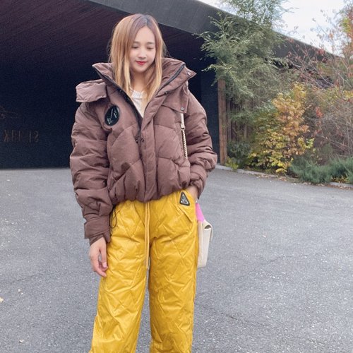 休闲常规连帽可抽绳羽绒服